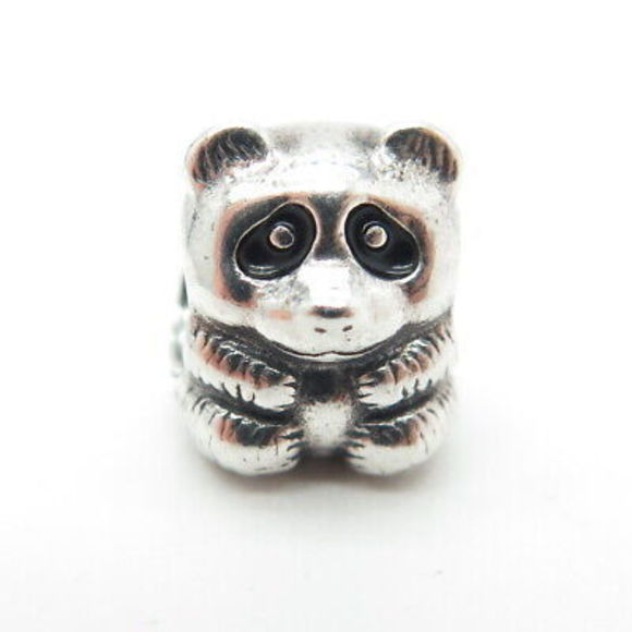 PANDORA 925 Sterling Silver Black Enamel Panda Bead Charm - Picture 4 of 7